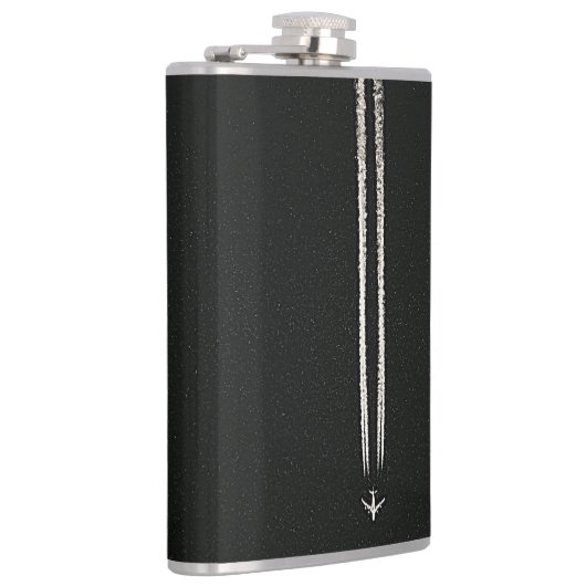 Omhoog in het luchtgedeelte van het vliegtuig met  heupfles (Rechts)