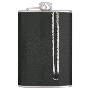 Omhoog in het luchtgedeelte van het vliegtuig met  heupfles