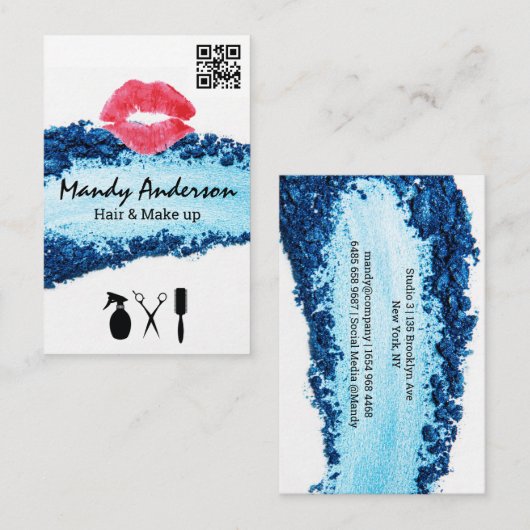 Omhoog | Kiss Stain | Haargereedschappen | QR-code Visitekaartje (Voorkant / Achterkant)