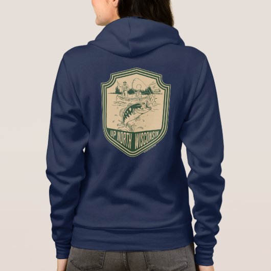 Omhoog Noord Wisconsin Vist Badge Hoodie (Achterkant)