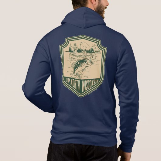 Omhoog Noord Wisconsin Vist Badge Hoodie (Achterkant)