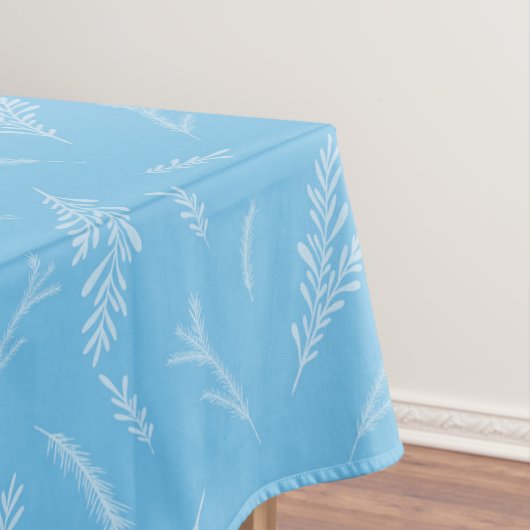 Omhoog Noord - Wit op Blauw Botanisch Patroon Tafelkleed (Voorbeeld)