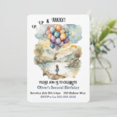 Omhoog, omhoog en weg ballonverjaardag kaart (Staand voorkant)