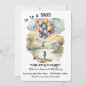 Omhoog, omhoog en weg ballonverjaardag kaart (Voorkant)