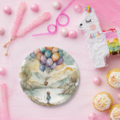 Omhoog, omhoog en weg ballonverjaardag papieren bordje (Feest)