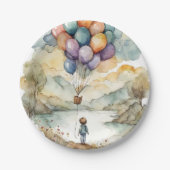 Omhoog, omhoog en weg ballonverjaardag papieren bordje (Voorkant)