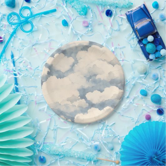 Omhoog, omhoog en weg ballonverjaardag papieren bordje (Feest)