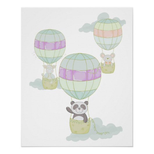 "Omhoog, omhoog en weg!" - Hot Air Balloon Animal Perfect Poster (Voorkant)