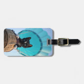 Omhoog, omhoog en weg met Felini de kat Bagagelabel (Voorkant horizontaal)