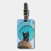 Omhoog, omhoog en weg met Felini de kat Bagagelabel (Voorkant verticaal)