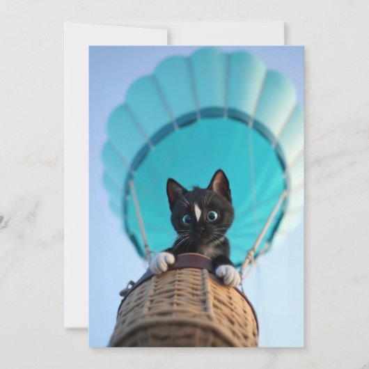 Omhoog, omhoog en weg met Felini de kat Feestdagenkaart (Voorkant)