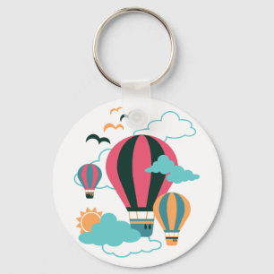 Omhoog, omhoog en weg! Schattige luchtballonpatroo Sleutelhanger