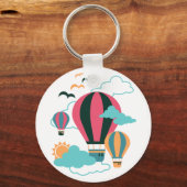 Omhoog, omhoog en weg! Schattige luchtballonpatroo Sleutelhanger (Voorkant)