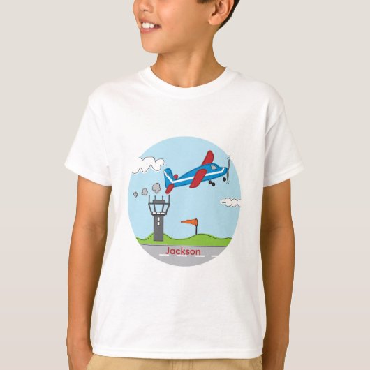 Omhoog, omhoog en weg! Schattige vliegtuig voor kl T-shirt (Voorkant)