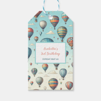 Omhoog, omhoog en weg! Waanzinnige heteluchtballon Cadeaulabel
