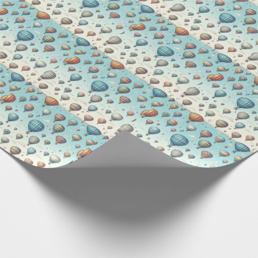 Omhoog, omhoog en weg! Waanzinnige heteluchtballon Cadeaupapier (Hoek)