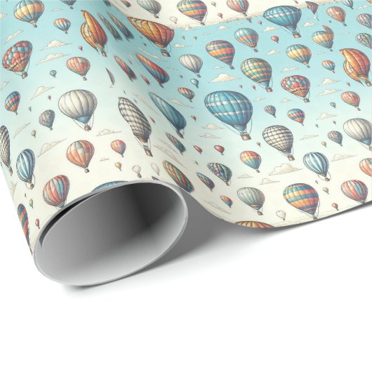 Omhoog, omhoog en weg! Waanzinnige heteluchtballon Cadeaupapier (Rol Hoek)