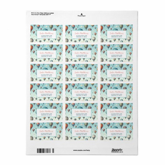 Omhoog, omhoog en weg! Waanzinnige heteluchtballon Etiket (Full Sheet)