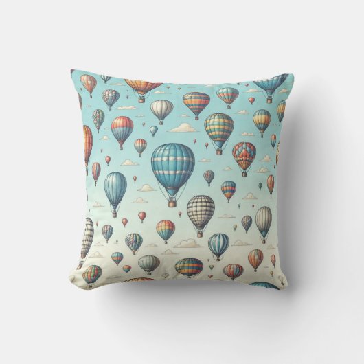 Omhoog, omhoog en weg! Waanzinnige heteluchtballon Kussen (Voorkant)