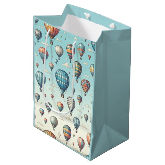 Omhoog, omhoog en weg! Waanzinnige heteluchtballon Medium Cadeauzakje (Voorkant Gekanteld)