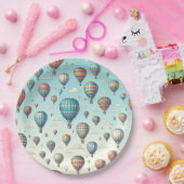 Omhoog, omhoog en weg! Waanzinnige heteluchtballon Papieren Bordje (Feest)