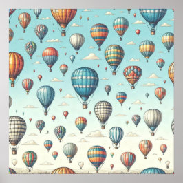 Omhoog, omhoog en weg! Waanzinnige heteluchtballon Poster