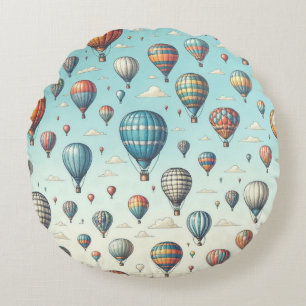 Omhoog, omhoog en weg! Waanzinnige heteluchtballon Rond Kussen