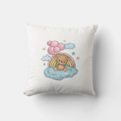 Omhoog, omhoog en weg: Waterverf Teddybeer met Bal Kussen (Voorkant)