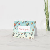 Omhoog, Omhoog, en Weg! Whimsieke Heet Lucht Ballo Bedankkaart (Voorkant)