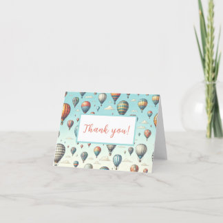 Omhoog, Omhoog, en Weg! Whimsieke Heet Luchtballon Bedankkaart