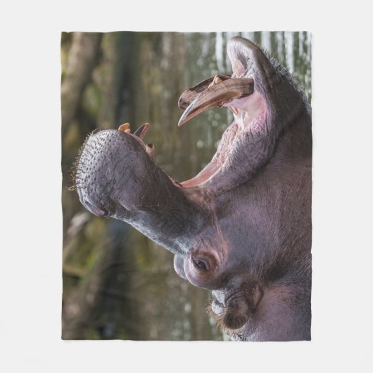 Omhoog Sluiten met een nijlpaard: Tanden op displa Fleece Deken (Voorkant)