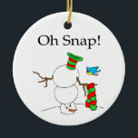 Omhoog Snowman Keramisch Ornament<br><div class="desc">Funny snewman-kerstversiering</div>