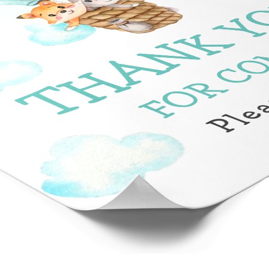 Omhoog weg blauwe ballon dieren jongen dank je poster (Hoek)