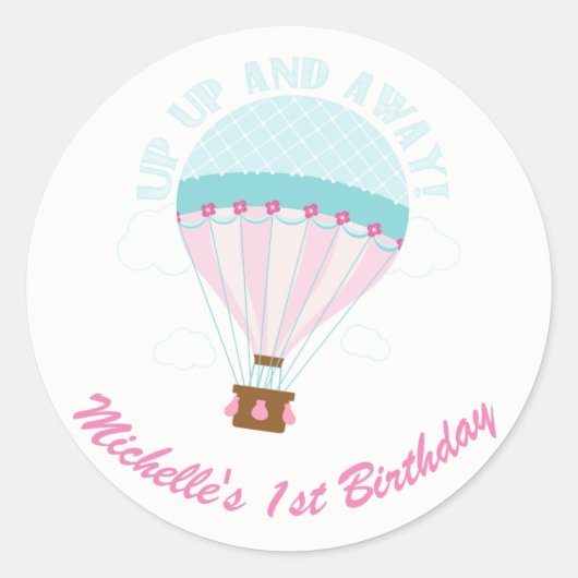 Omhoog & weg hete luchtballon ronde sticker (Voorkant)