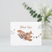 Omhoog & weg,  Waterverf Vliegtuig Baby shower Briefkaart (Staand voorkant)