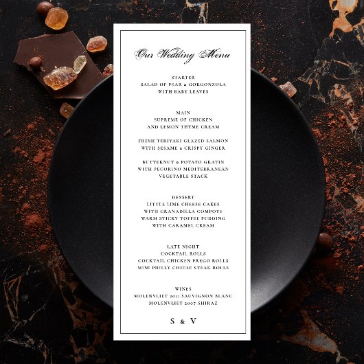 omhuld | Calligrafie Elegant Monogram Weddenschap Menu