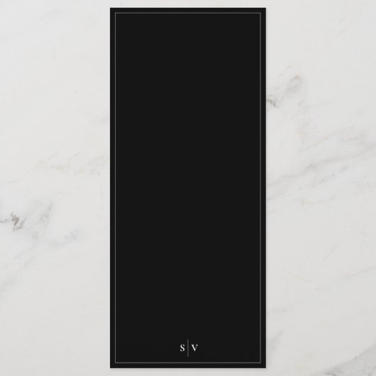 omhuld | Elegant Monogram Black Weddenschap Menu (Achterkant)