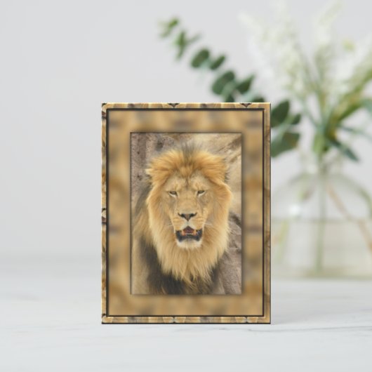 omhuld lion briefkaart (Staand voorkant)