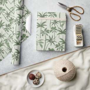 Omhuld met Kunst: Handgetekende Palm Botanische Sa Cadeaupapier