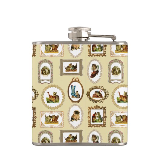  omhulde katten heupfles (Achterkant)