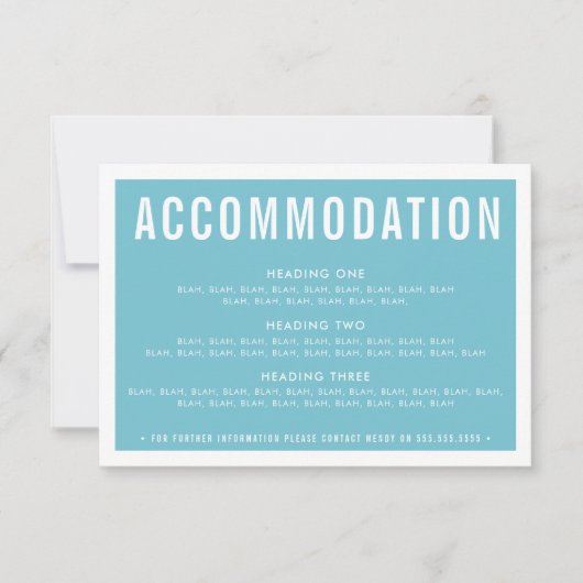 OMHULLING DETAIL INFO modern turquoise aqua blauw RSVP Kaartje (Voorkant)