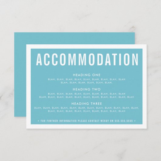 OMHULLING DETAIL INFO modern turquoise aqua blauw RSVP Kaartje (Voorkant / Achterkant)