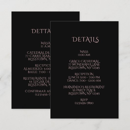 Omhulling Spaans Quinceañera Roos Informatiekaartje (Voorkant / Achterkant)