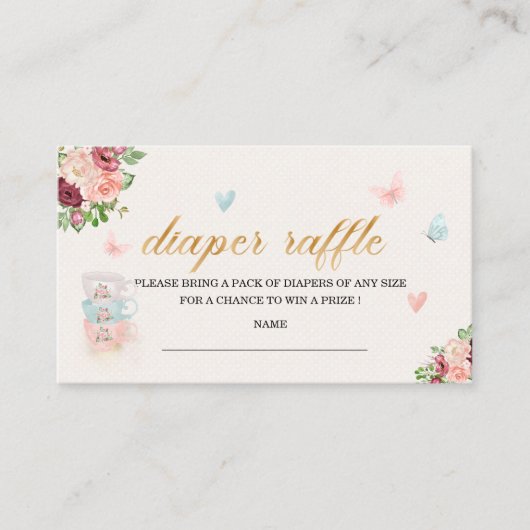 Omhulling van het baby shower van de hoge-theestap informatiekaartje (Voorkant)