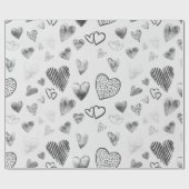 Omhulling van zwarte en witte harten cadeaupapier (Vlak)