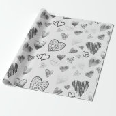 Omhulling van zwarte en witte harten cadeaupapier (Uitgerold)