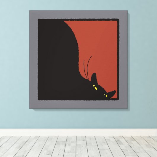 Ominous black cat canvas afdruk (Insitu (Houten vloer))
