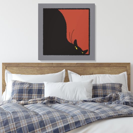 Ominous black cat canvas afdruk (Insitu (Slaapkamer))