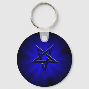 Ominous Blue Inverted Pentagram Sleutelhanger