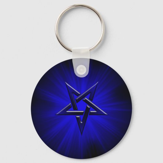 Ominous Blue Inverted Pentagram Sleutelhanger (Voorkant)